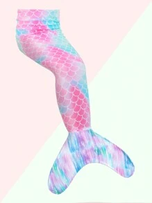 Young Girl Mermaid Three-Piece Swimwear Including Fishtail Dress-Up Cover Up - Blue - View 3