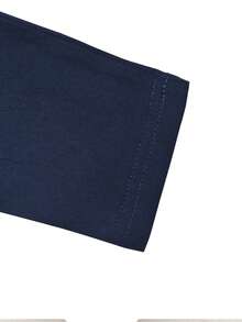 Solid Round Neck Tee & Leggings - Navy Blue - View 4