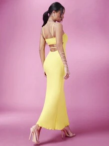 SHEIN BAE Spring Dress Spring Break Pastel Dress Summer Dress - Yellow - View 4