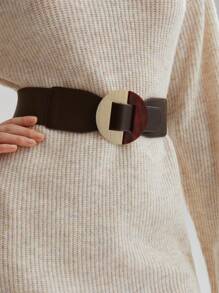MOTF PREMIUM COFFEE COLOR ELASTIC BELT WITH RESIN BUCKLE - Coffee - View 2