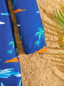 SHEIN 少男休閒全印花緊身泳衣 - 彩色 - 查看 4