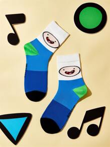 ADVENTURE TIME X SHEIN 4 Pairs/Set Women's Cartoon Graphic Crew Socks, Gifts