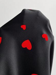 Chiquease Loose Heart Print Drop Shoulder Blouse - Black - View 7