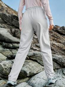 In My Nature 女款純色戶外工裝褲 - 淺灰色 - 查看 2