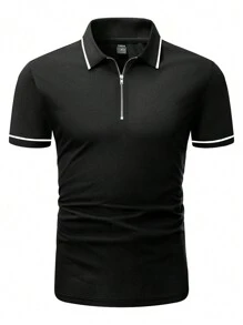 Manfinity Homme Men'S Contrast Trimmed Short Sleeve Polo Shirt - Black - View 3