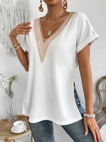 SHEIN LUNE Women's Bat Short Sleeve T-Shirt - White - View 5