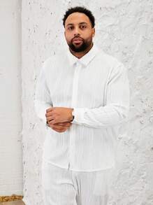 Manfinity VCAY Men's Plus Size Solid Color Knitted Casual Two-Piece Set