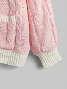ROMWE Kawaii 學院風可愛開襟毛衣 - 粉色 - 查看 4