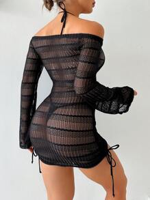 Swim SXY 女士露肩空心罩衫 - 黑色 - 查看 2