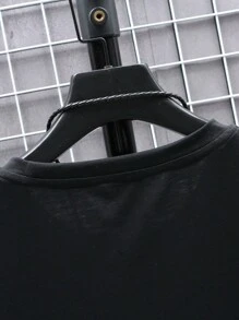 Men's Casual Breathable Tee, Moon Print On Back Short Sleeve T-Shirt - Black - View 5