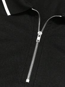 Manfinity Homme Men'S Contrast Trimmed Short Sleeve Polo Shirt - Black - View 4