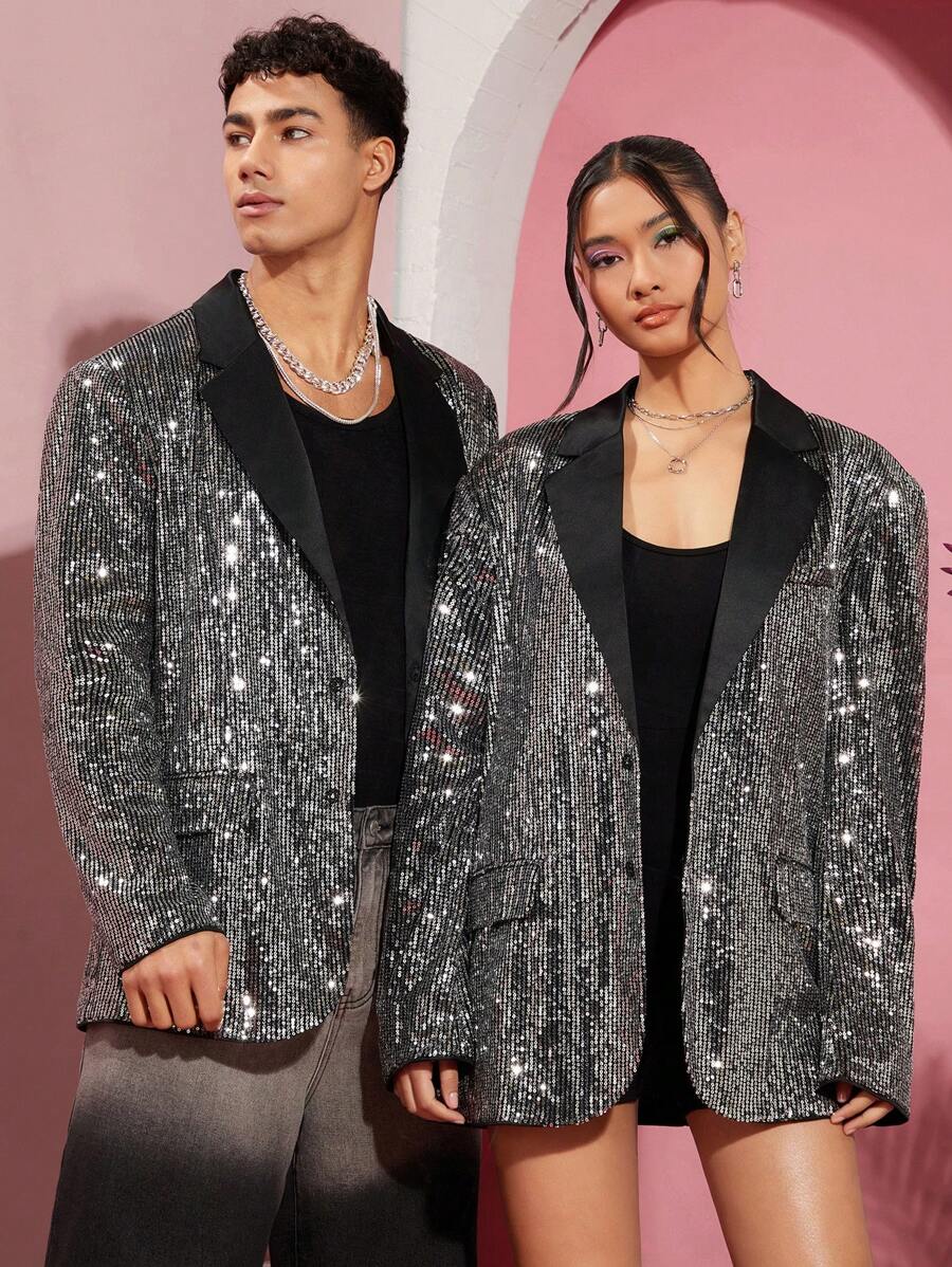 SWAVVY 1 Miếng Nam Áo vest Với Long lanh Thiết kế - Xám - Xem 1