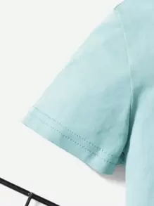 Baby Boy Casual Car Graphic Print Short Sleeve Round Neck T-Shirt Suitable For Summer - Mint Green - View 3