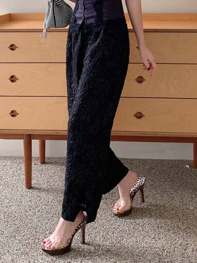 EastFlair New Chinese Style Texture Design Slit Decorated Women'S Trousers