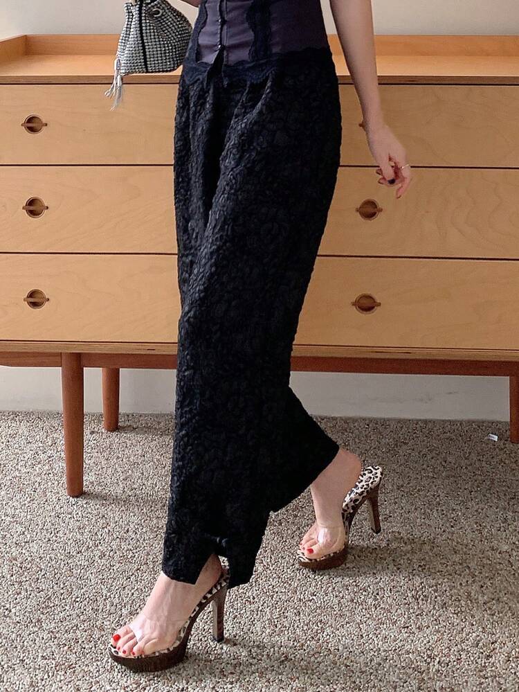 New Chinese Style Texture Design Slit Decorated Women'S Trousers