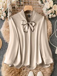 DreamSkyne 女式加大號打結通勤襯衫