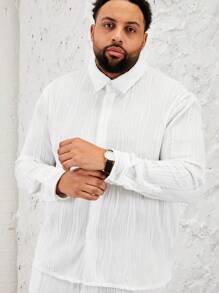 Manfinity VCAY Men's Plus Size Solid Color Knitted Casual Two-Piece Set