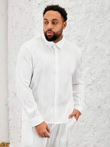 Manfinity VCAY Men's Plus Size Solid Color Knitted Casual Two-Piece Set