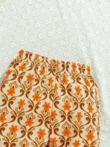 Baby Girl Printed Halterneck Top And Pants Suit - Multicolor - View 5