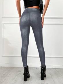 EURMUSE Women's Glittery Tights - Light Grey - View 2