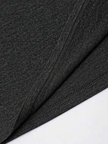 Women's Slogan Tape Printed Round Neck T-Shirt - Dark Grey - View 4
