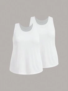 SHEIN Sports Plus Size Solid Color Mesh Sports Tank Top