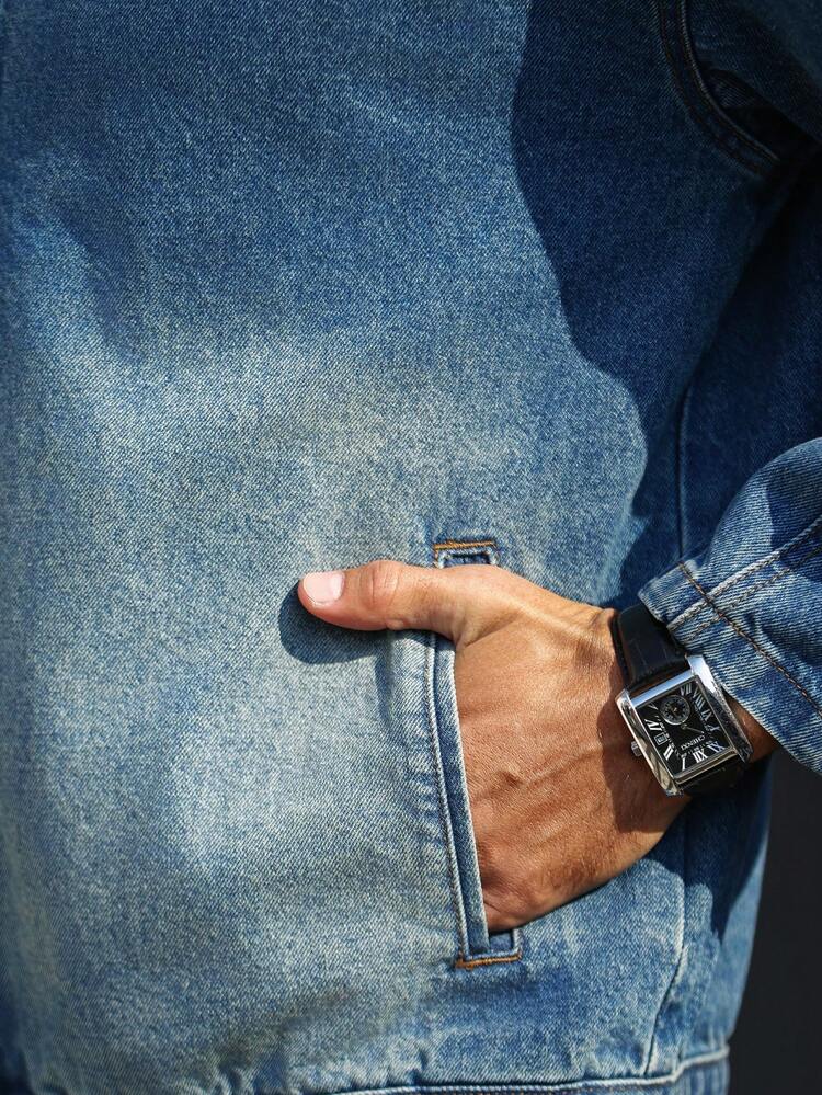 Loose Men's Zipper Front Denim Jacket