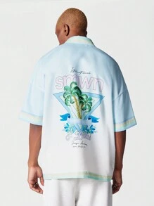 SUMWON Relaxed Fit Shirt With All Over Print - Blue - View 1