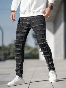 Manfinity LEGND Nam Frayed Hem Quần jean - màu đen - Xem 1