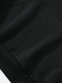 Men'S Angel Pattern Hooded Sweatshirt With Back Print - Black - View 5