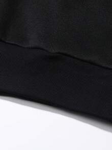 SHEIN Unity 标语印花保暖内衬运动衫 - 黑色 - 查看 3