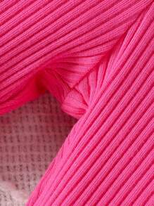 Baby Girl Flower Printed Dress And Pants Set - Hot Pink - View 7