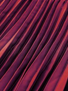 Celure Plus Size Pleated Skirt, Elegant & Romantic For Party, New Year Burgundy Maxi Women Skirt