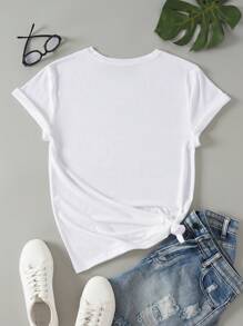INAWLY Women's Eye Print Short Sleeve T-Shirt Graphic Tees Women Tops - White - View 2