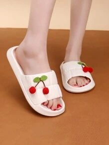 新款时尚家居凉鞋 女士室内塑料拖鞋，沙滩装 - 白色 - 查看 3