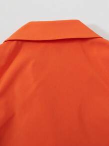 SHEIN Tween Girls' Sleeveless Shirt With Turn-Down Collar And Pants Two-Piece Set - Orange - View 4