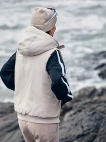 In My Nature 女款拉鍊前掀頭背心外套 - 米色 - 查看 2