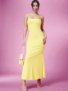 SHEIN BAE Spring Dress Spring Break Pastel Dress Summer Dress - Yellow - View 5