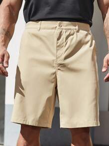 SHEIN Manfinity Homme 男士加大號鬆身純色直筒短褲