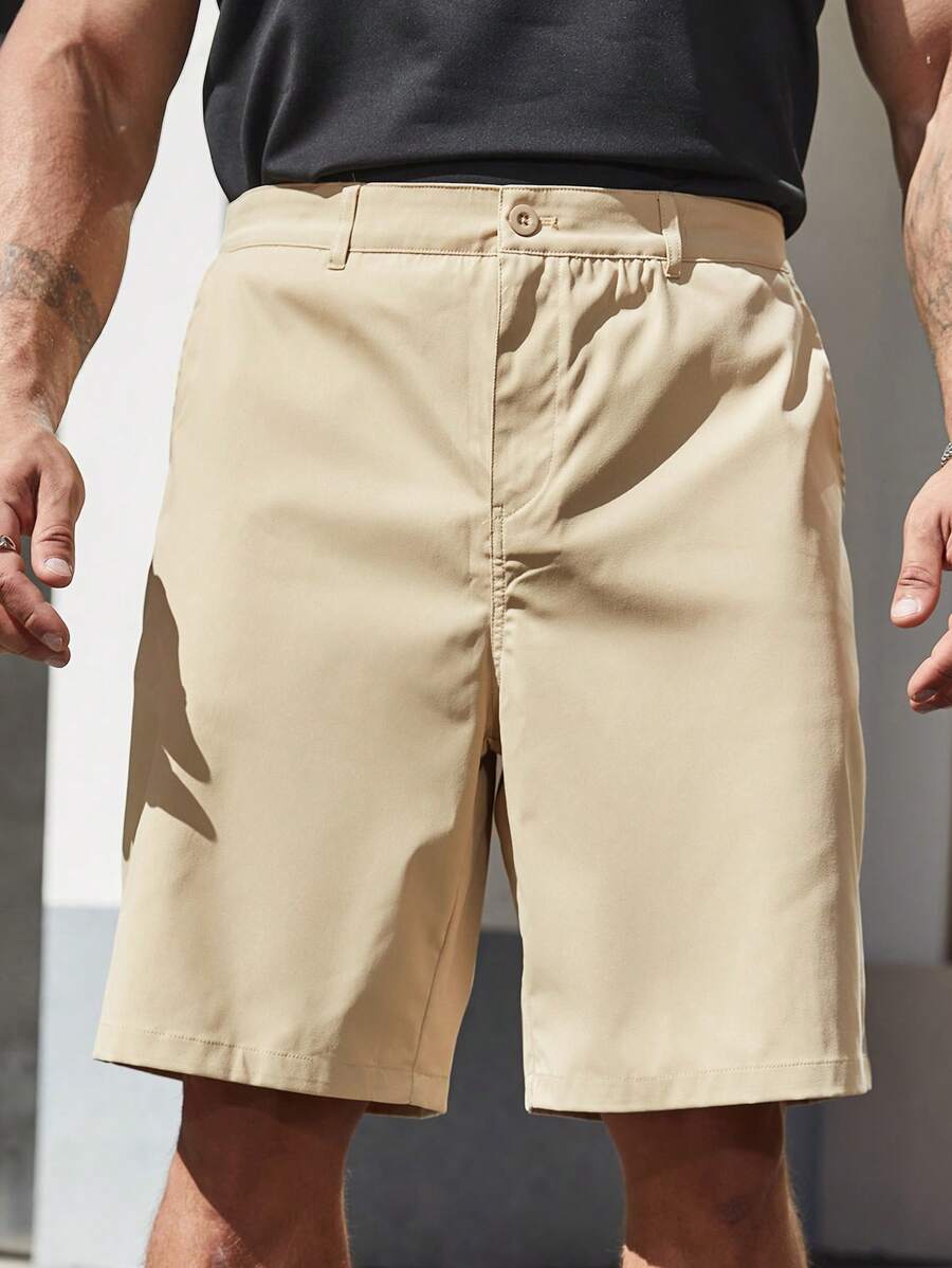 SHEIN Manfinity Homme 男士加大號鬆身純色直筒短褲