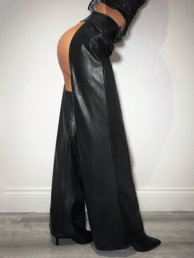 SHEIN ICON 1 Pezzo Pantaloni Vita Bassa Con Apertura All'inguine - nero - Visualizzare 3