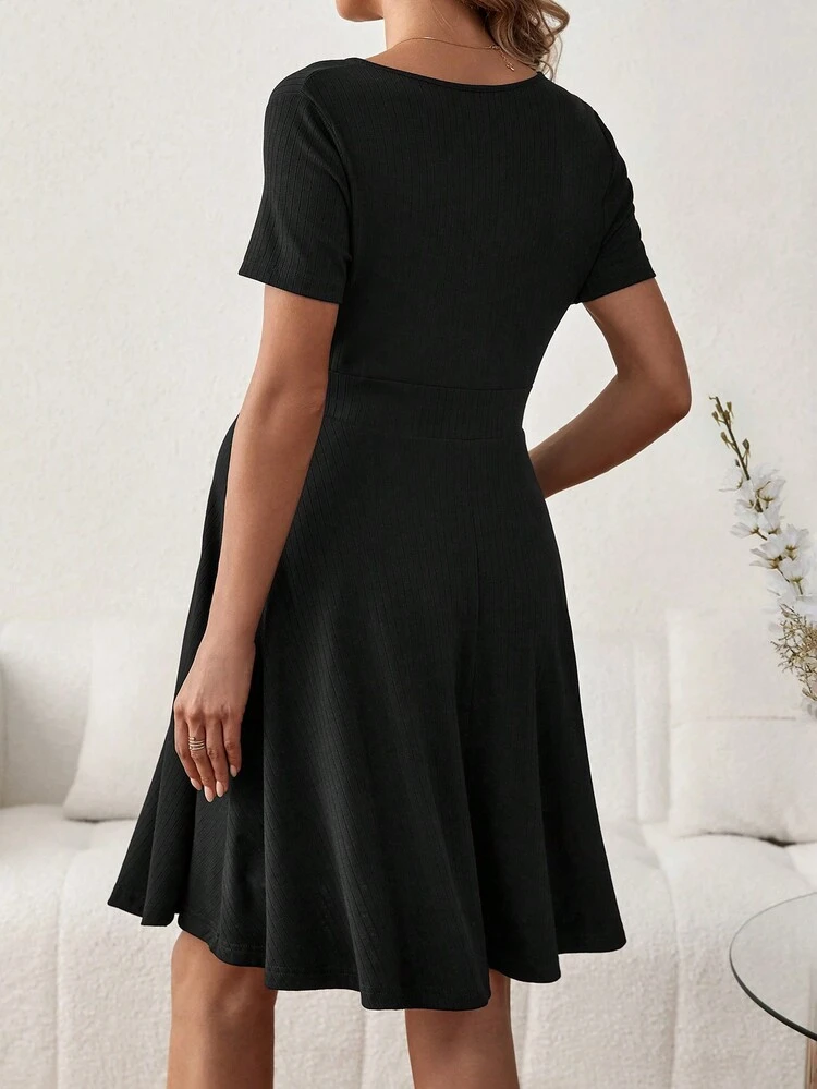 Maternity V-Neck Short Dress