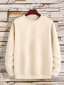 男士熊和標語圖案運動衫 - 杏色 - 查看 3