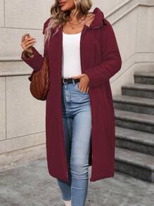 SHEIN LUNE 女士羊毛连帽加厚棉服外套冬季 - 彩色 - 查看 3