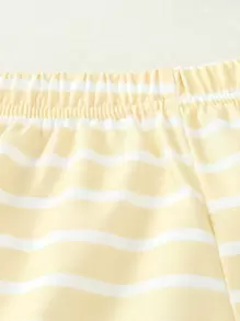 SHEIN 有趣可愛的女嬰天鵝印花兩件套 - 黃色 - 查看 5