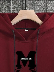 Extended Sizes Men Plus Hooded Sweatshirt And Joggers With Letter Printed Design - Multicolor - View 6