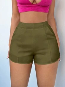 SHEIN SXY 女式純色高腰緊身短褲