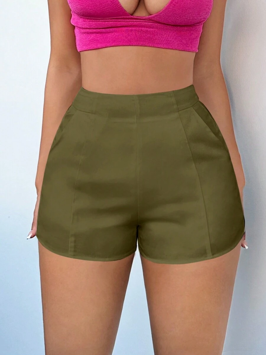 SHEIN SXY 女式純色高腰緊身短褲