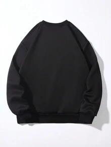 SHEIN Unity 标语印花保暖内衬运动衫 - 黑色 - 查看 2