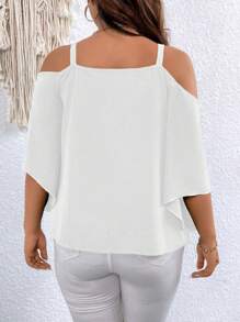 Rometta Plus Size Open Shoulder Shirt - White - View 5